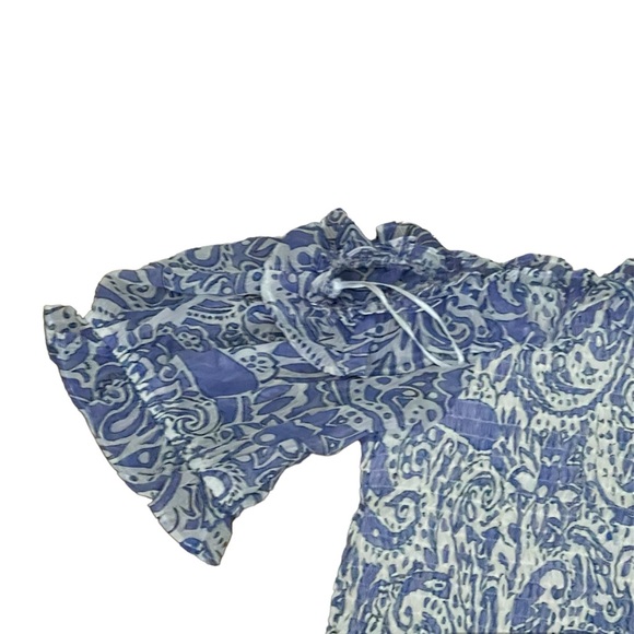 Express Paisley Smocked Cropped Off The Shoulder Top - Picture 4 of 11